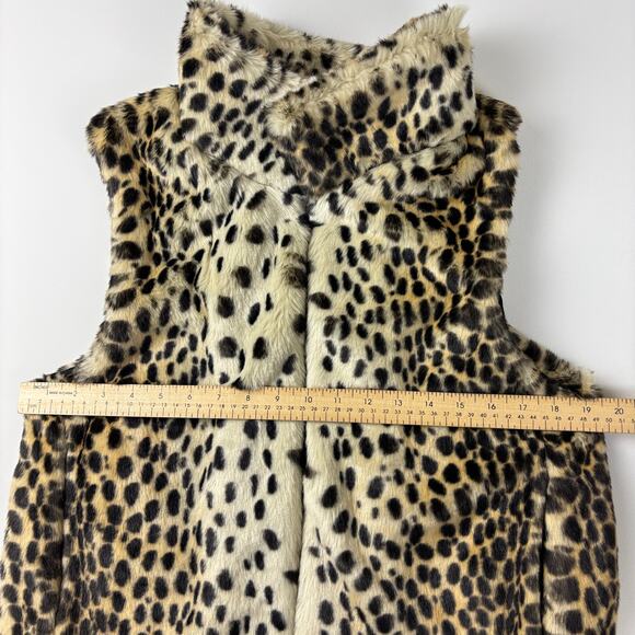 Gianni Bini Faux Fur Leopard Print Mob Wife Lined Vest w/ Pockets Size Small - Picture 9 of 10